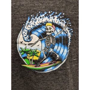 Skeleton Surfer Gray T Shirt Men's Size XL Thirty Single